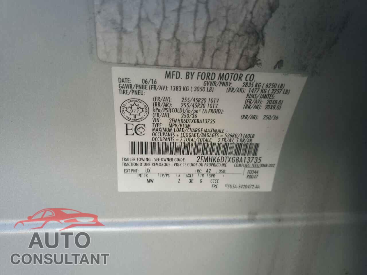 FORD FLEX 2016 - 2FMHK6DTXGBA13735