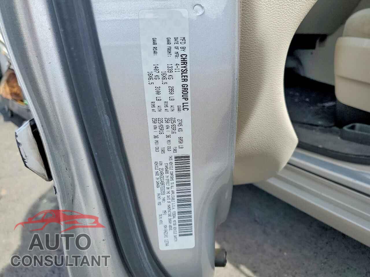 DODGE CARAVAN 2011 - 2D4RN3DG4BR722259