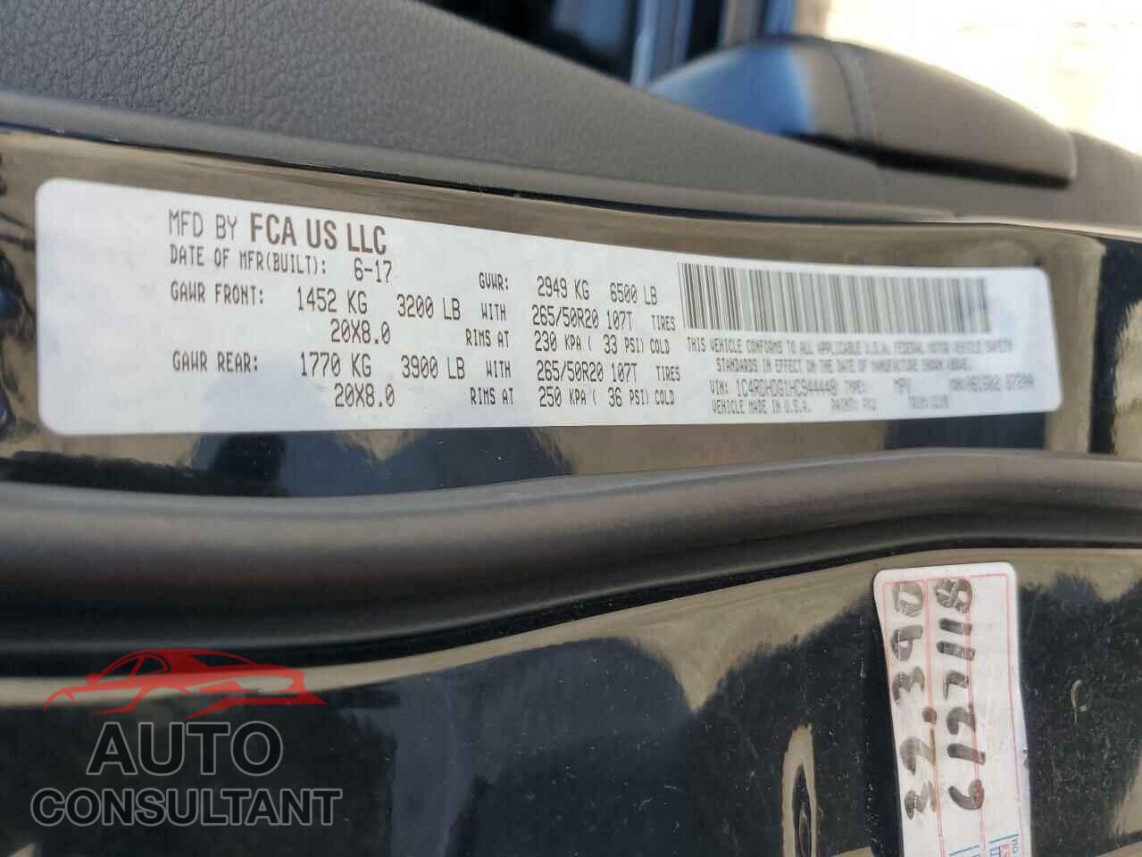 DODGE DURANGO 2017 - 1C4RDHDG1HC944448
