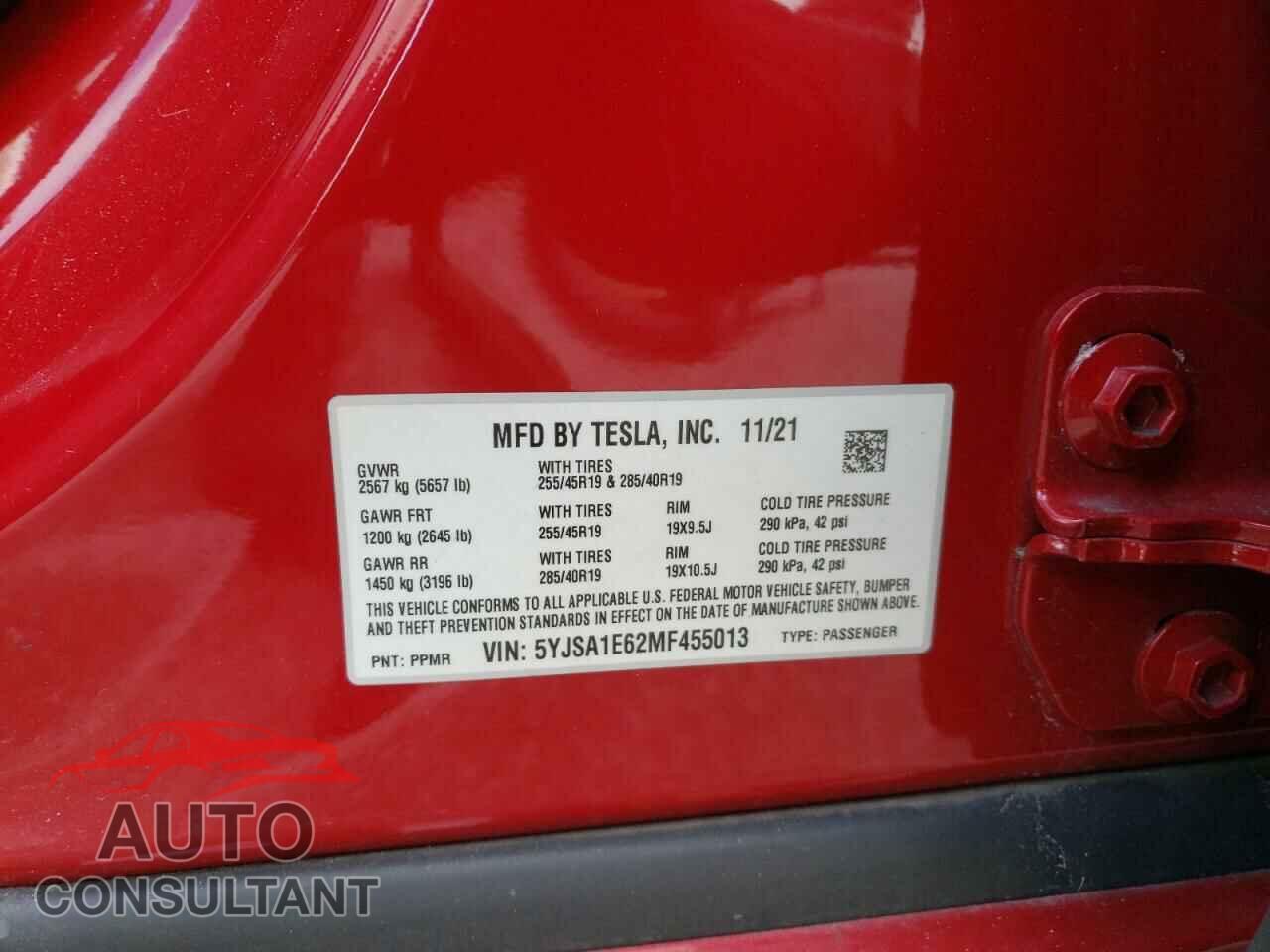 TESLA MODEL S 2021 - 5YJSA1E62MF455013