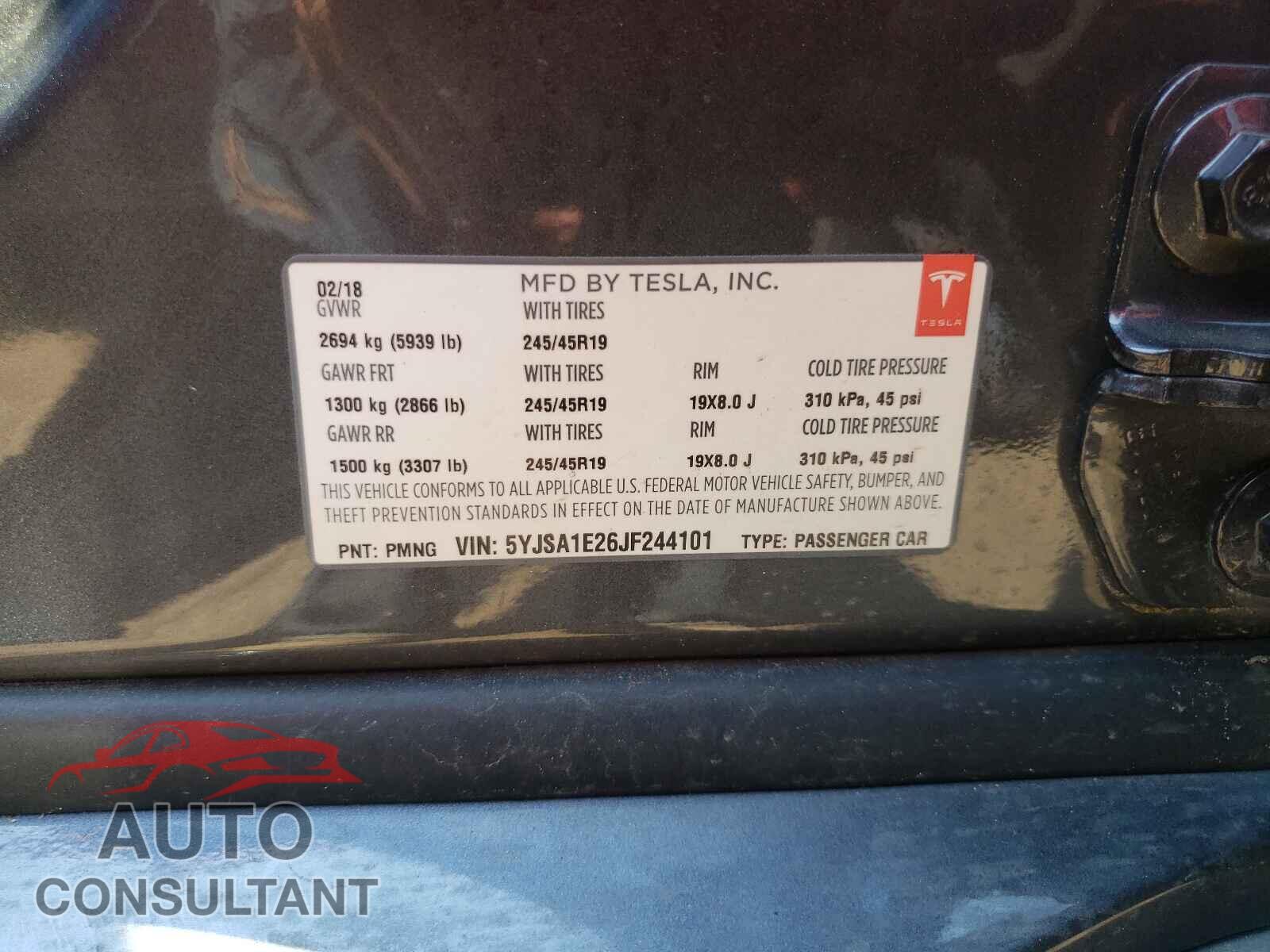 TESLA MODEL S 2018 - 5YJSA1E26JF244101