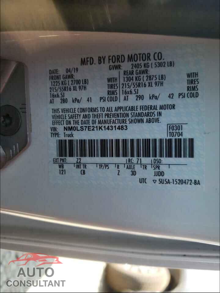 FORD TRANSIT CO 2019 - NM0LS7E21K1431483