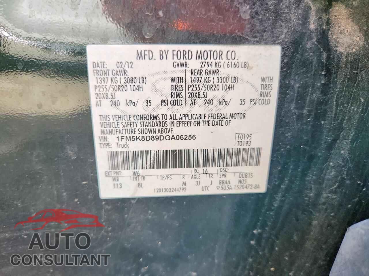 FORD EXPLORER 2013 - 1FM5K8D89DGA06256