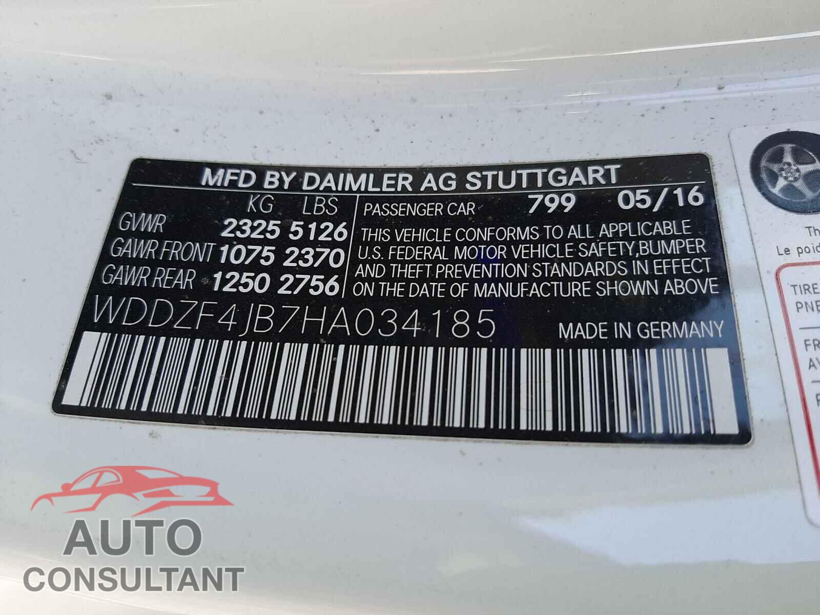 MERCEDES-BENZ E CLASS 2017 - WDDZF4JB7HA034185