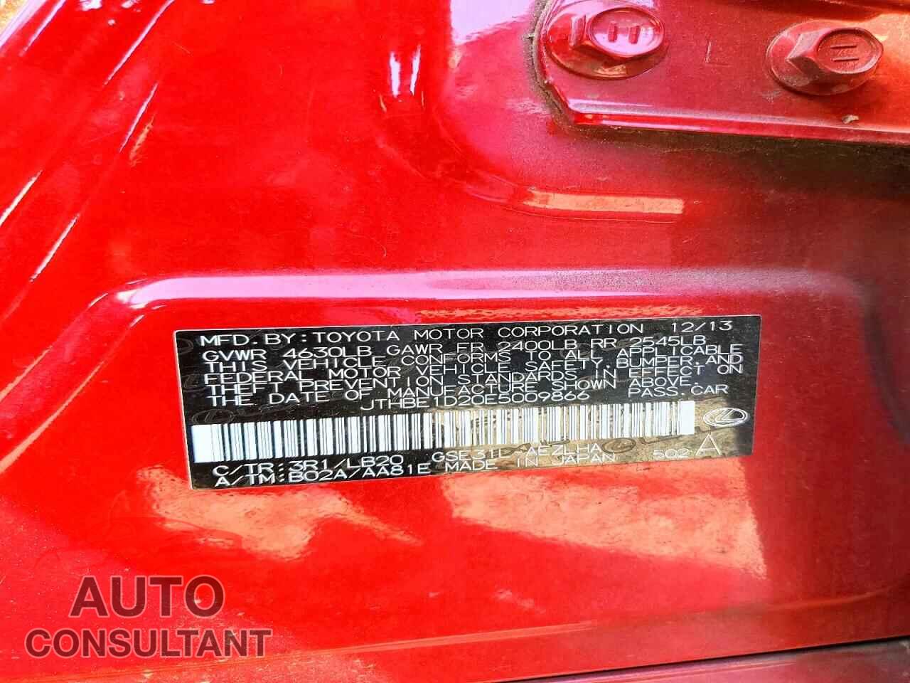 LEXUS IS 2014 - JTHBE1D20E5009866