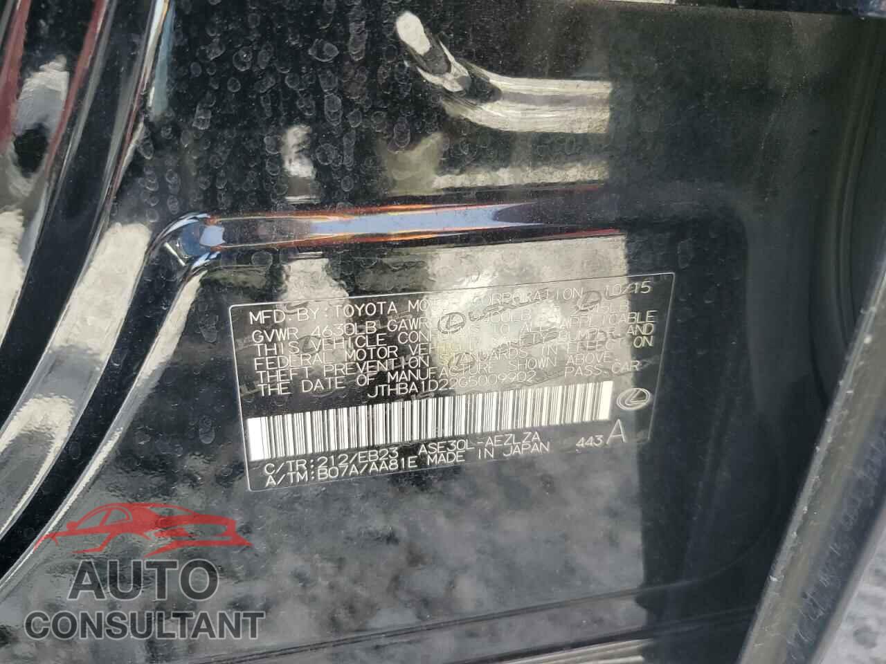 LEXUS IS 2016 - JTHBA1D22G5009902