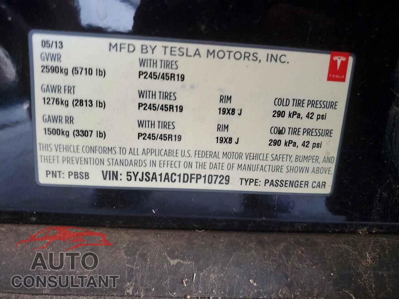 TESLA MODEL S 2013 - 5YJSA1AC1DFP10729