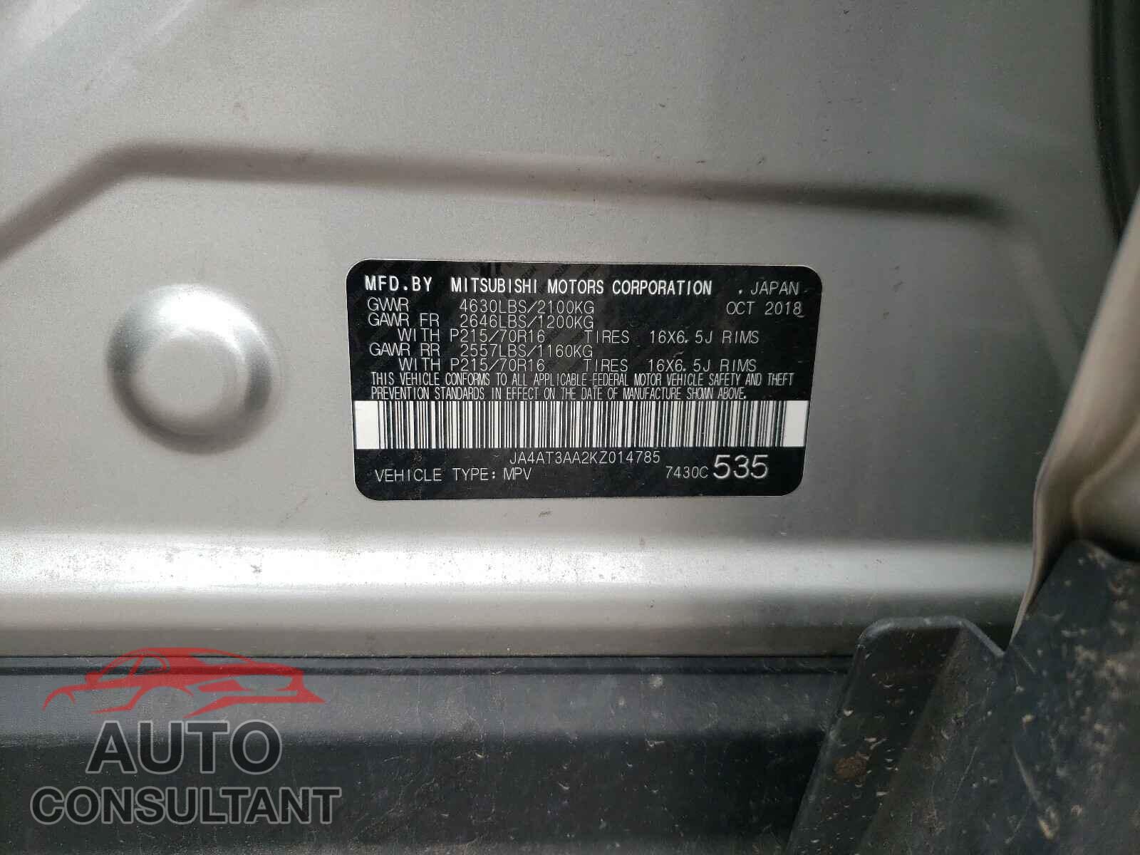 MITSUBISHI ECLIPSE 2019 - JA4AT3AA2KZ014785