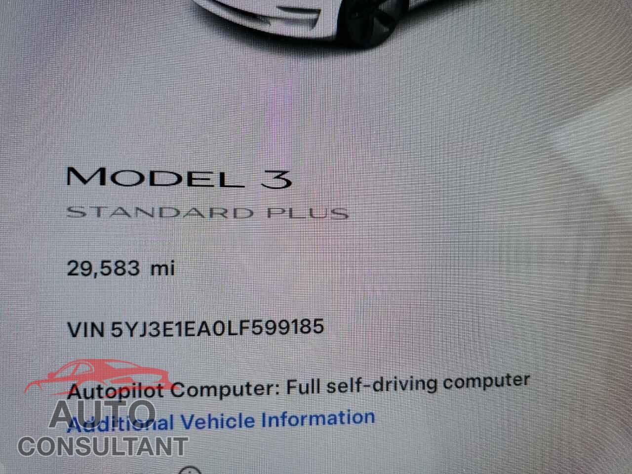 TESLA MODEL 3 2020 - 5YJ3E1EA0LF599185