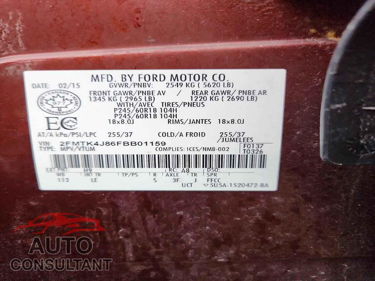 FORD EDGE 2015 - 2FMTK4J86FBB01159