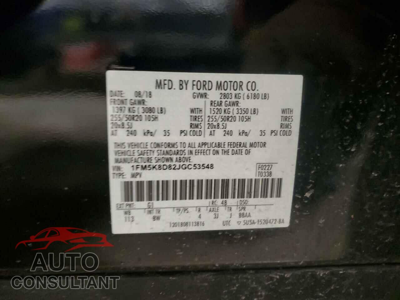FORD EXPLORER 2018 - 1FM5K8D82JGC53548