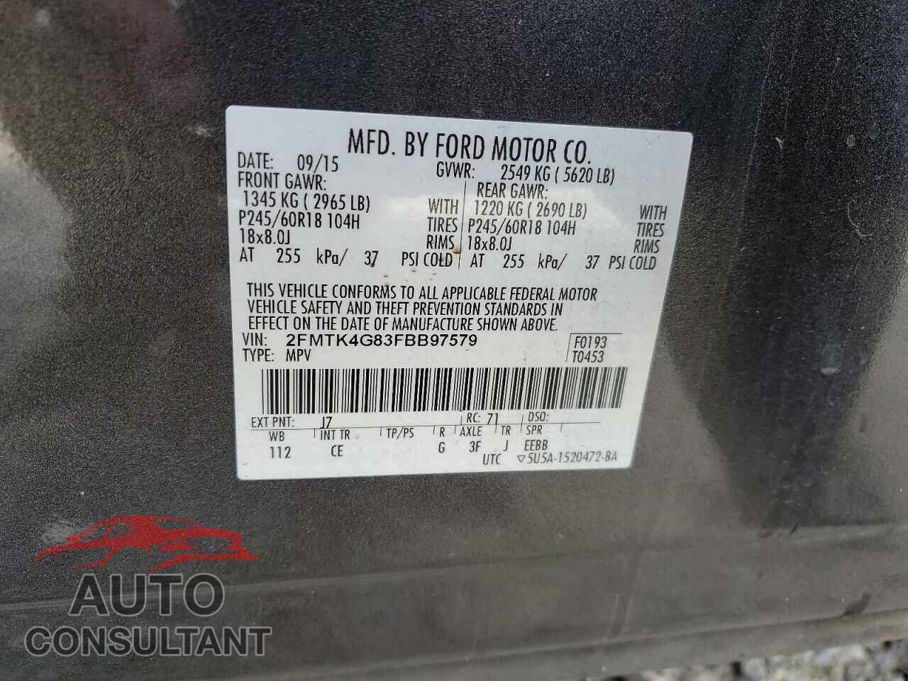 FORD EDGE 2015 - 2FMTK4G83FBB97579