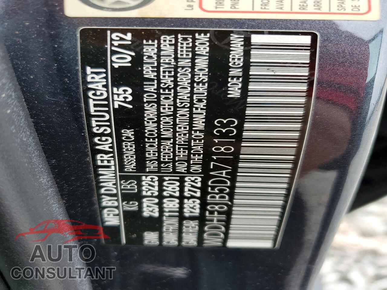 MERCEDES-BENZ E-CLASS 2013 - WDDHF8JB5DA718133
