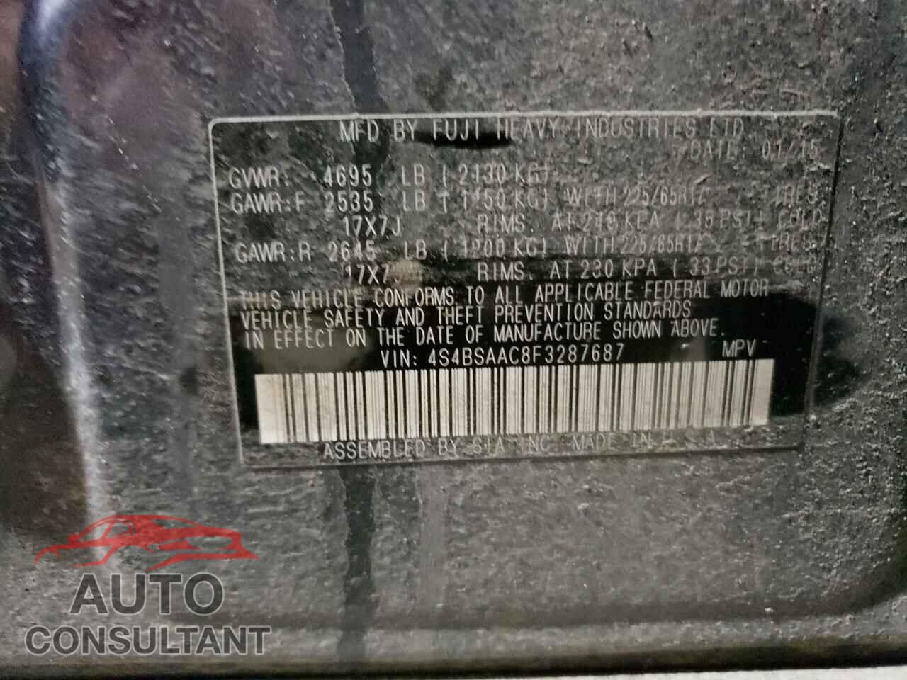 SUBARU OUTBACK 2015 - 4S4BSAAC8F3287687