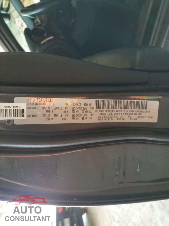 DODGE DURANGO 2018 - 1C4RDHAG9JC451689