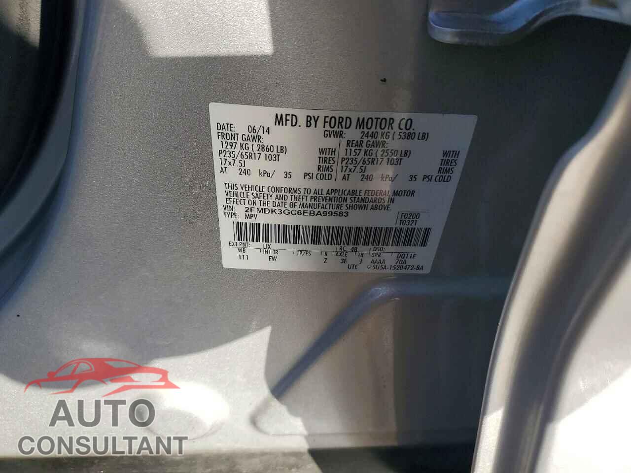 FORD EDGE 2014 - 2FMDK3GC6EBA99583