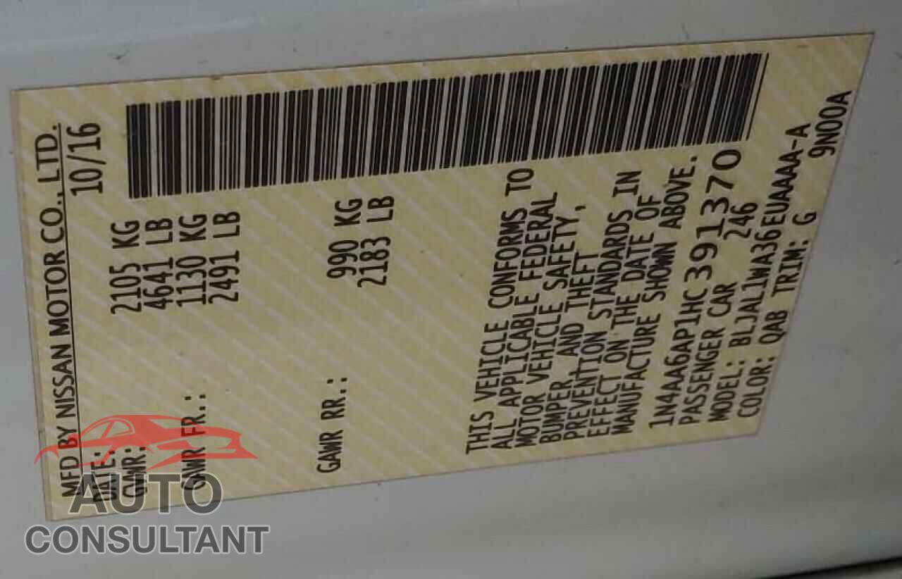 NISSAN MAXIMA 2017 - 1N4AA6AP1HC391370
