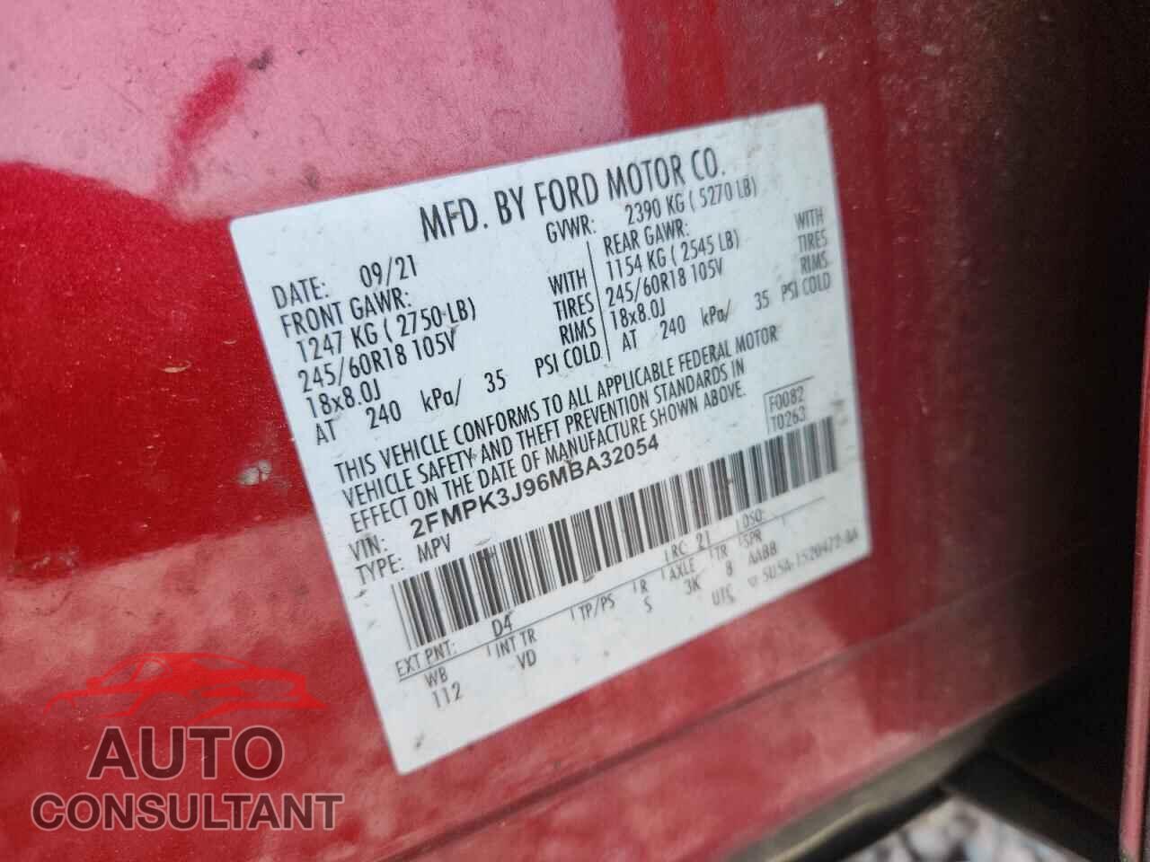 FORD EDGE 2021 - 2FMPK3J96MBA32054