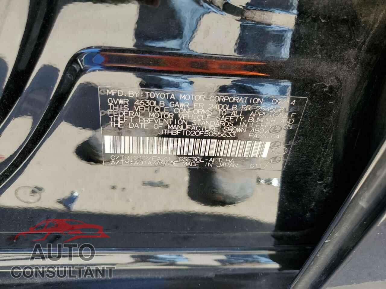 LEXUS IS 2015 - JTHBF1D20F5055633
