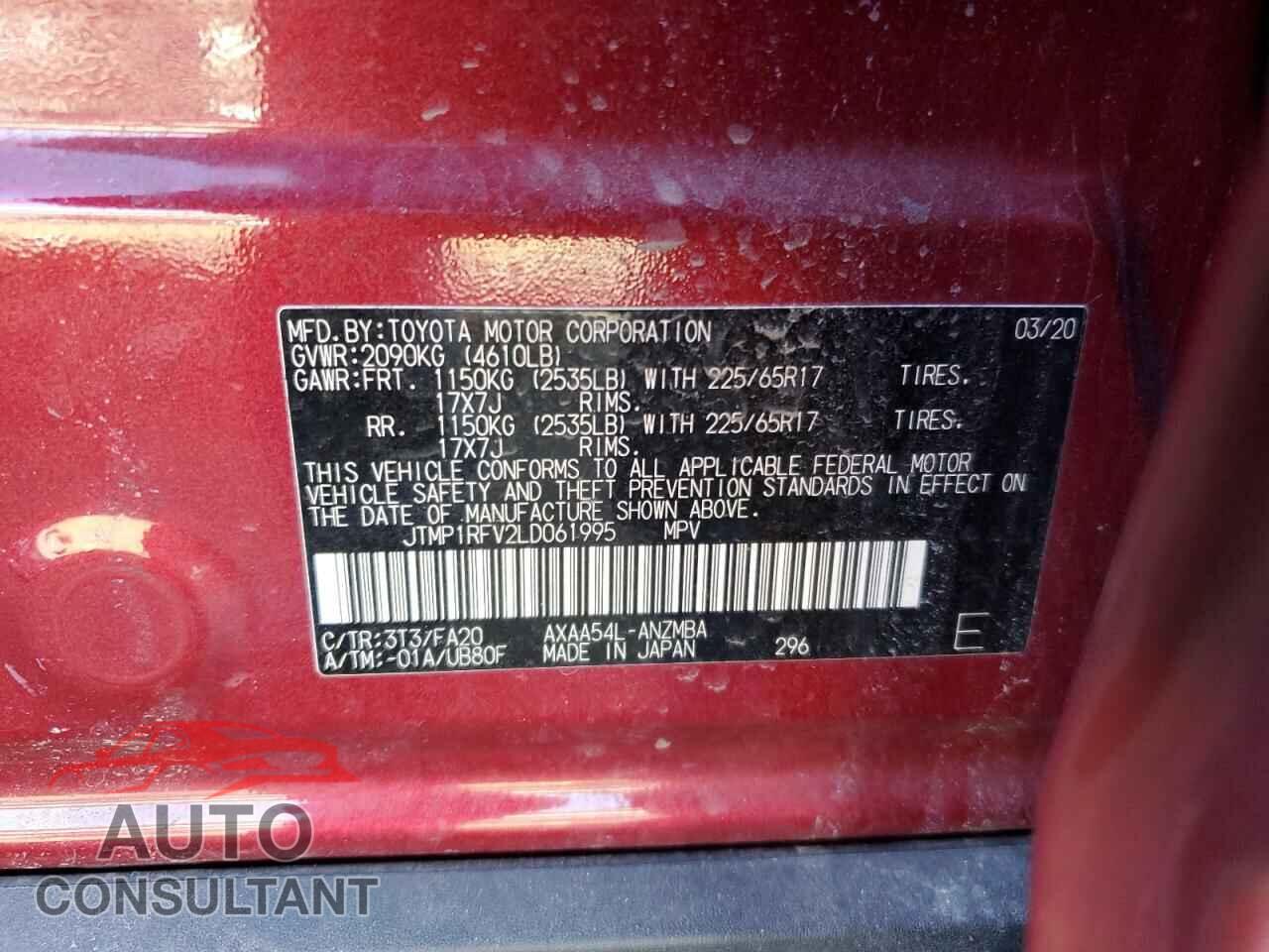 TOYOTA RAV4 2020 - JTMP1RFV2LD061995