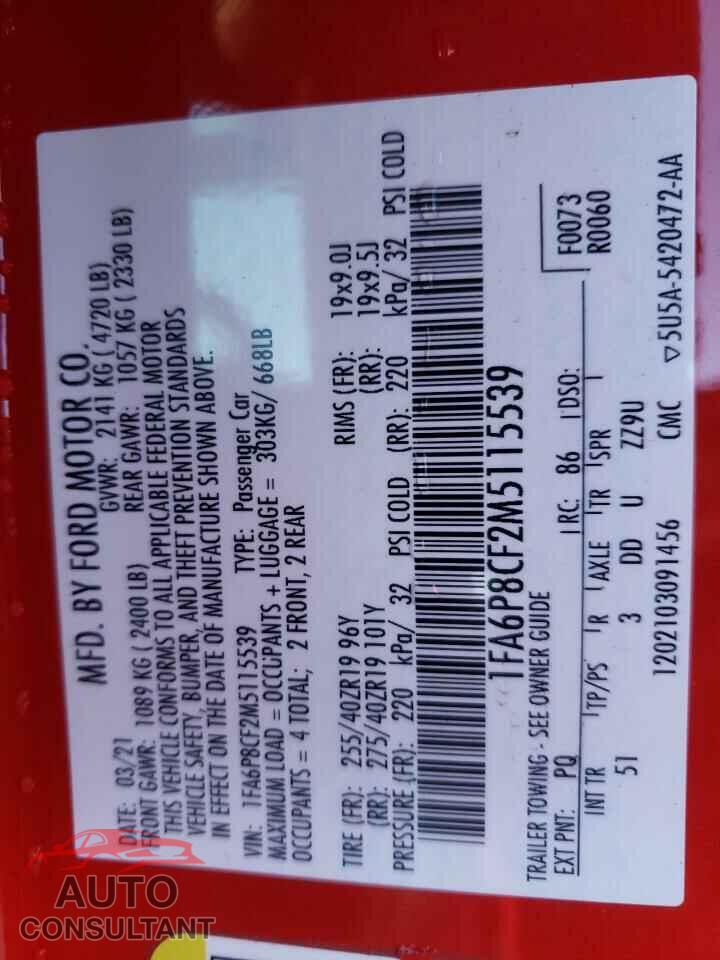 FORD MUSTANG 2021 - 1FA6P8CF2M5115539