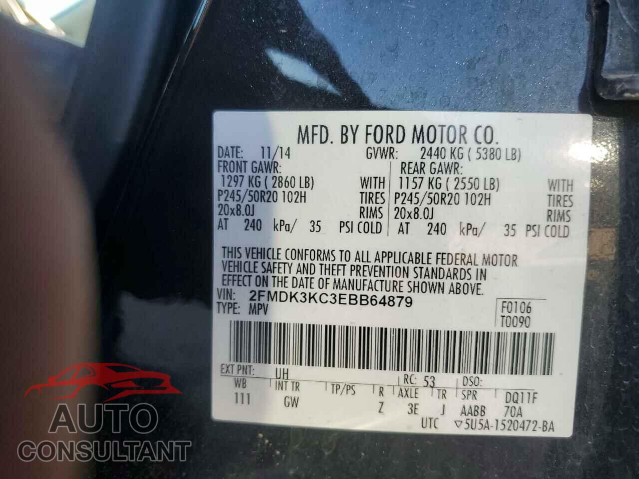 FORD EDGE 2014 - 2FMDK3KC3EBB64879