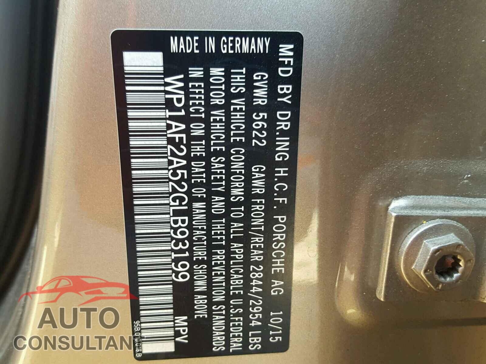 PORSCHE MACAN 2016 - WP1AF2A52GLB93199