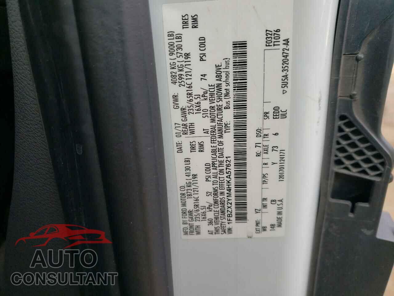 FORD TRANSIT 2017 - 1FBZX2YM4HKA57621