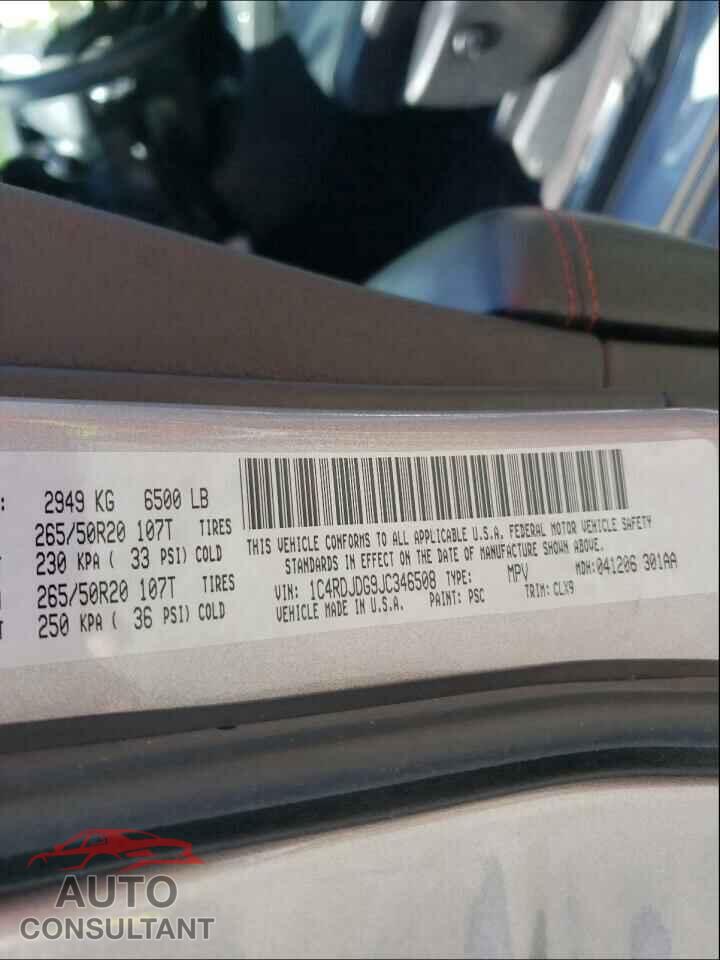 DODGE DURANGO 2018 - 1C4RDJDG9JC346508