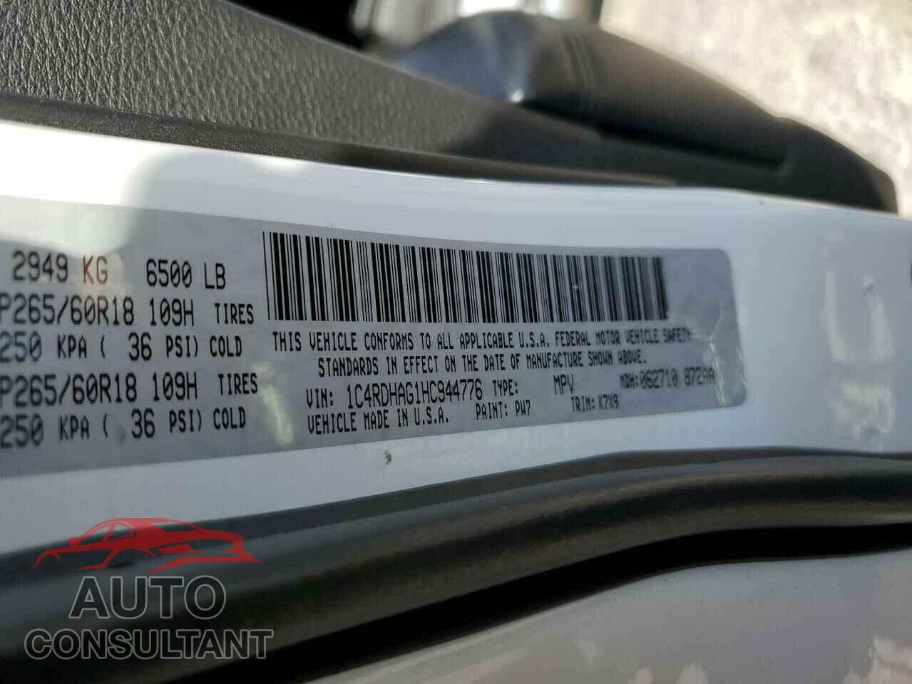 DODGE DURANGO 2017 - 1C4RDHAG1HC944776