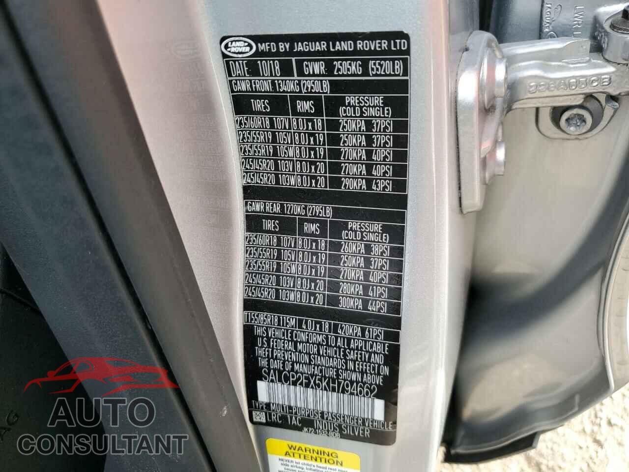 LAND ROVER DISCOVERY 2019 - SALCP2FX5KH794662