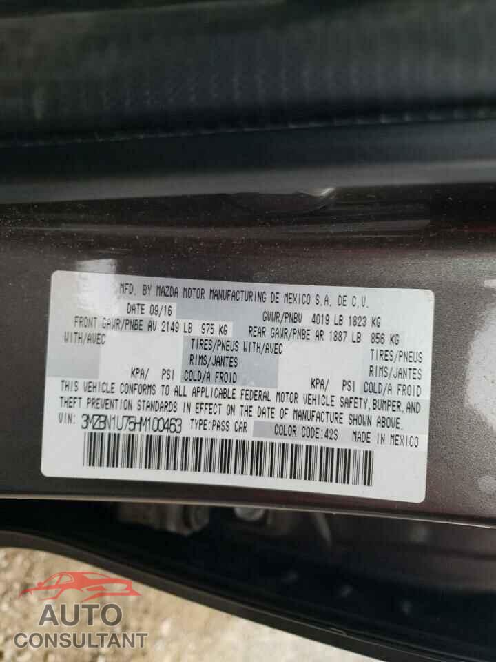 MAZDA 3 2017 - 3MZBN1U75HM100463