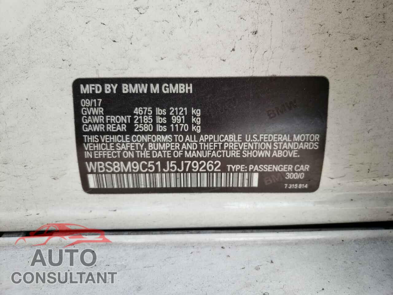 BMW M3 2018 - WBS8M9C51J5J79262