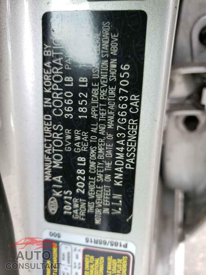 KIA RIO 2016 - KNADM4A37G6637056