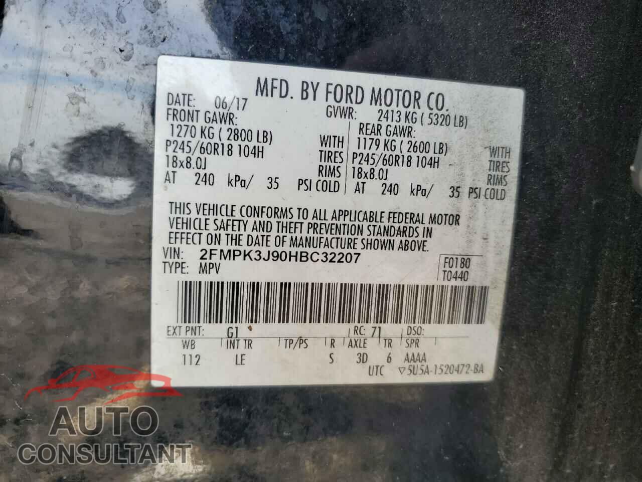 FORD EDGE 2017 - 2FMPK3J90HBC32207