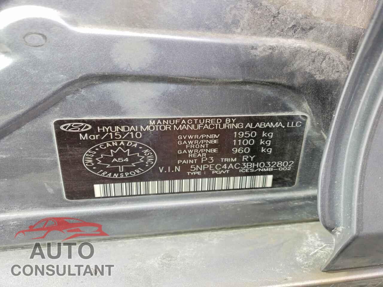 HYUNDAI SONATA 2011 - 5NPEC4AC3BH032802