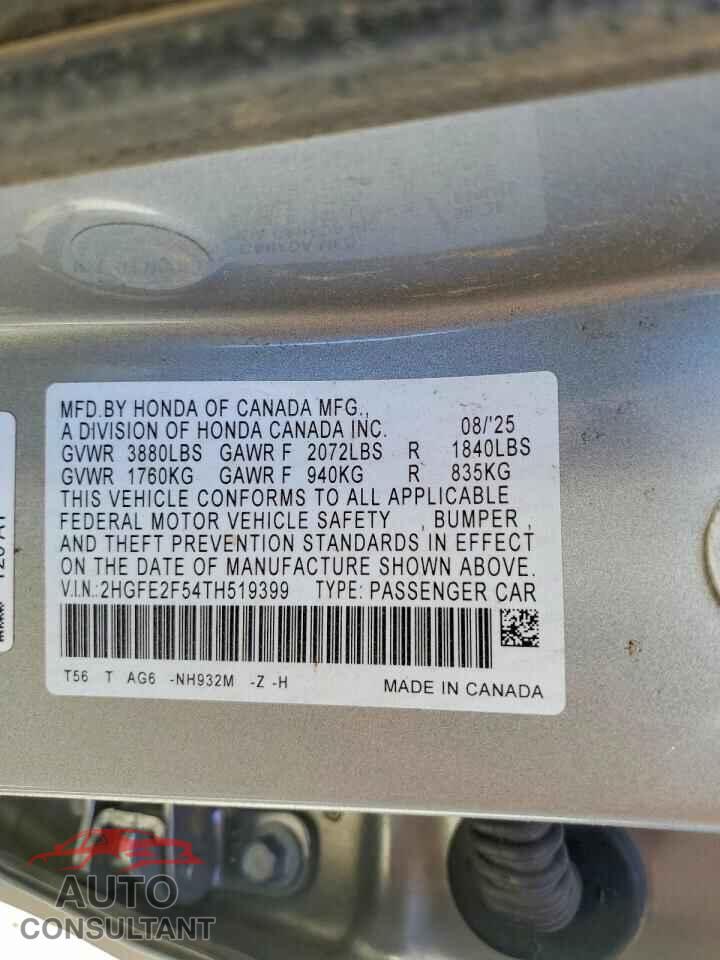 HONDA CIVIC 2026 - 2HGFE2F54TH519399