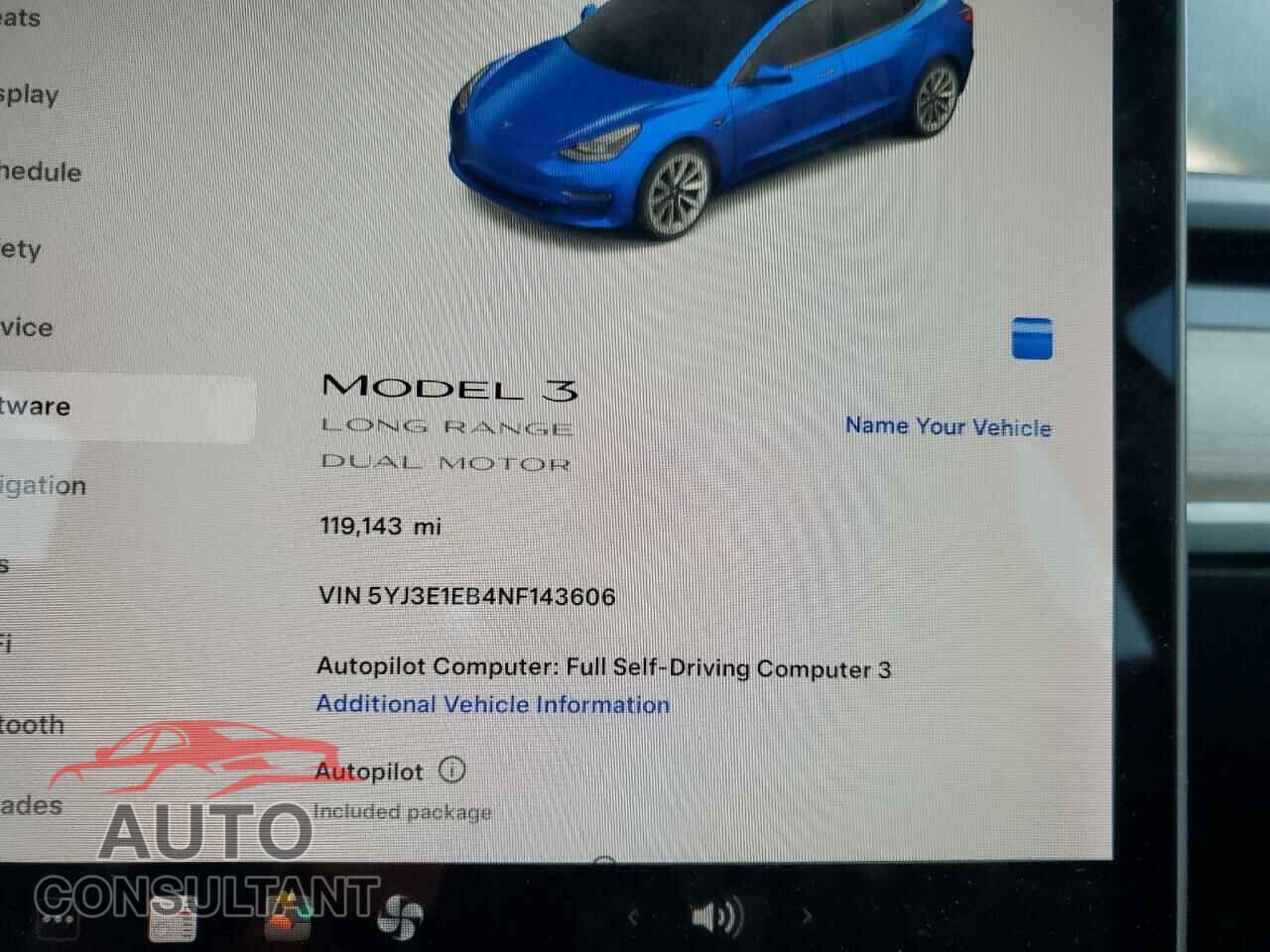 TESLA MODEL 3 2022 - 5YJ3E1EB4NF143606