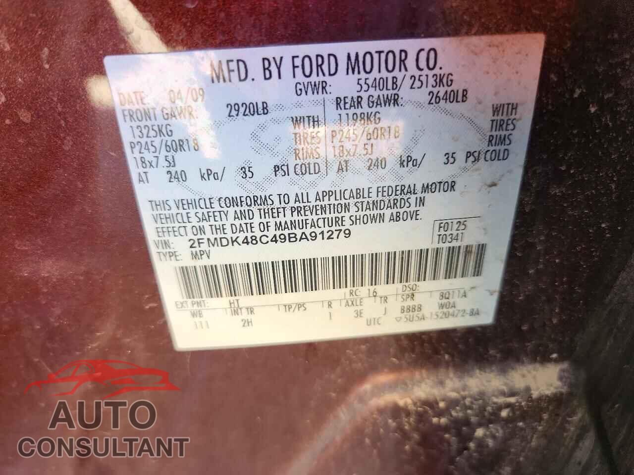FORD EDGE 2009 - 2FMDK48C49BA91279