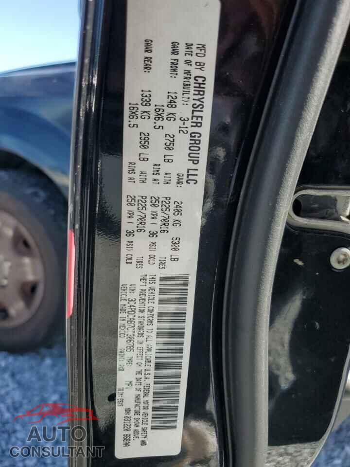 DODGE JOURNEY 2012 - 3C4PDCAB7CT306785