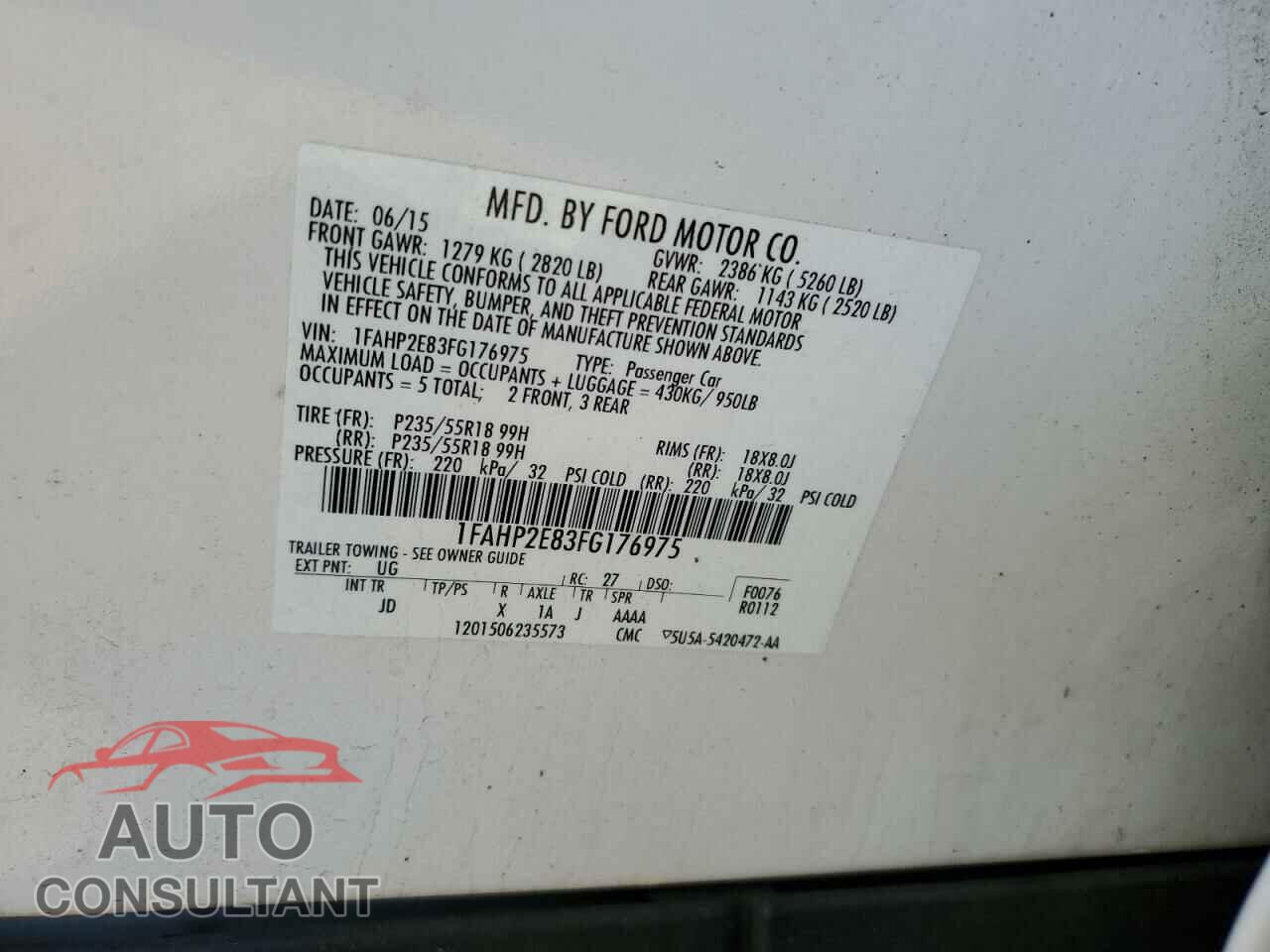 FORD TAURUS 2015 - 1FAHP2E83FG176975