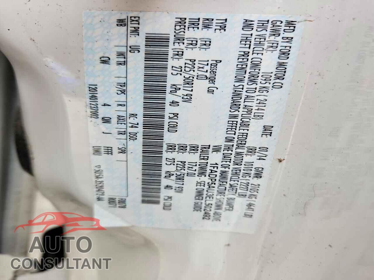 FORD CMAX 2014 - 1FADP5AU3EL502492