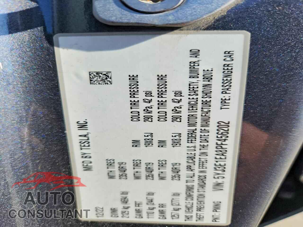 TESLA MODEL 3 2023 - 5YJ3E1EA8PF456202