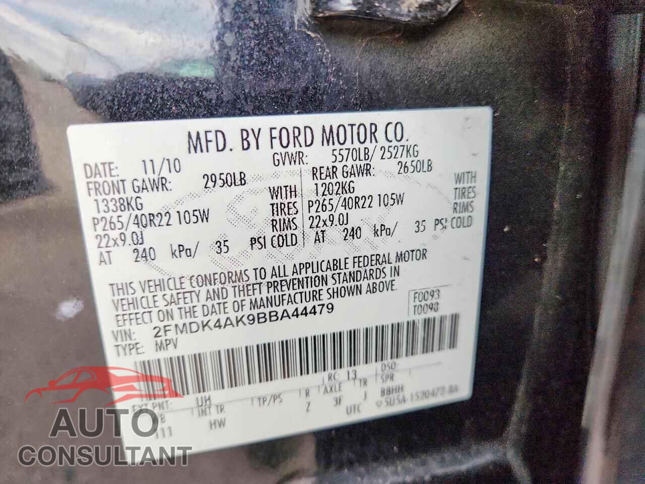 FORD EDGE 2011 - 2FMDK4AK9BBA44479