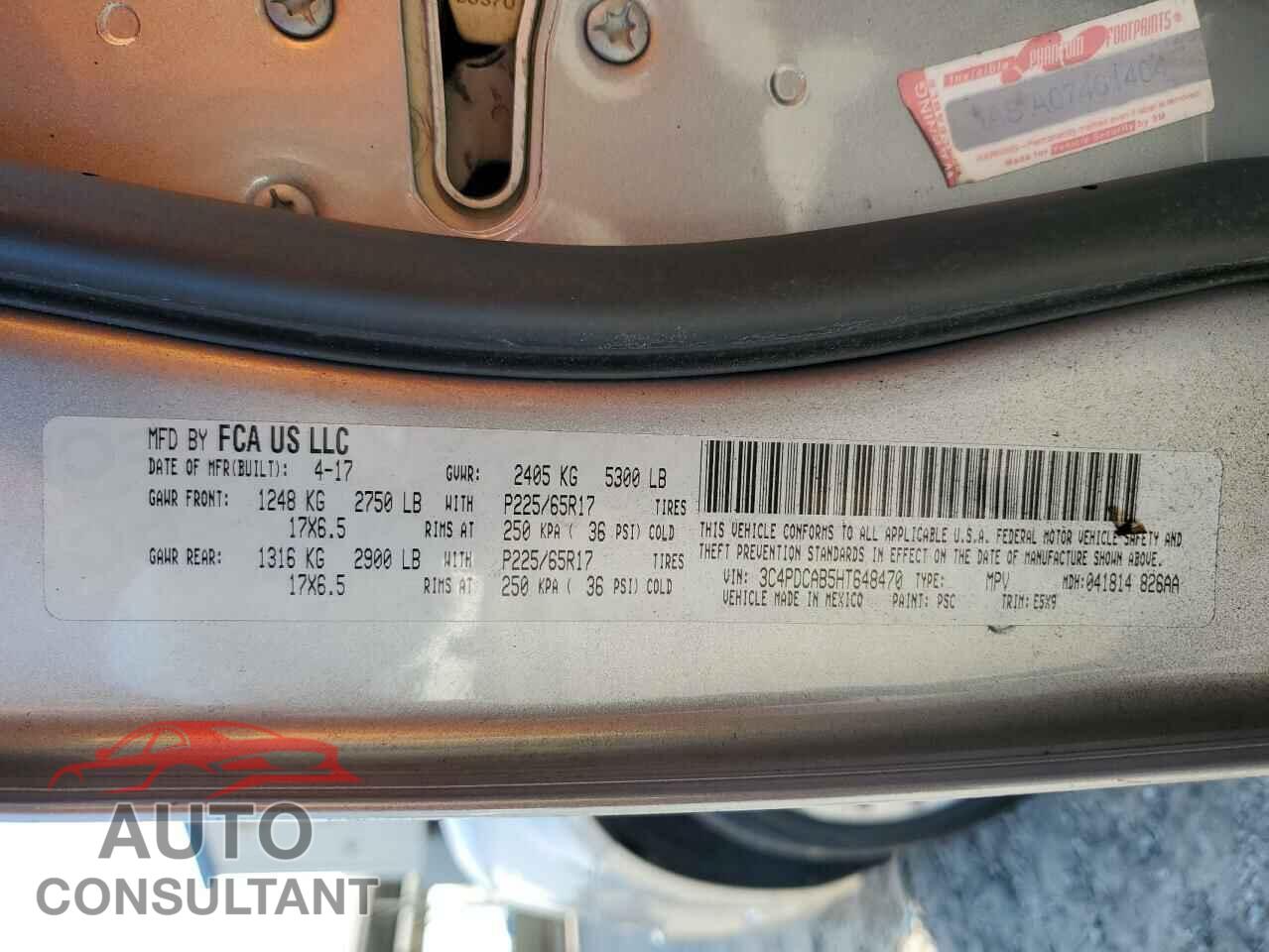 DODGE JOURNEY 2017 - 3C4PDCAB5HT648470