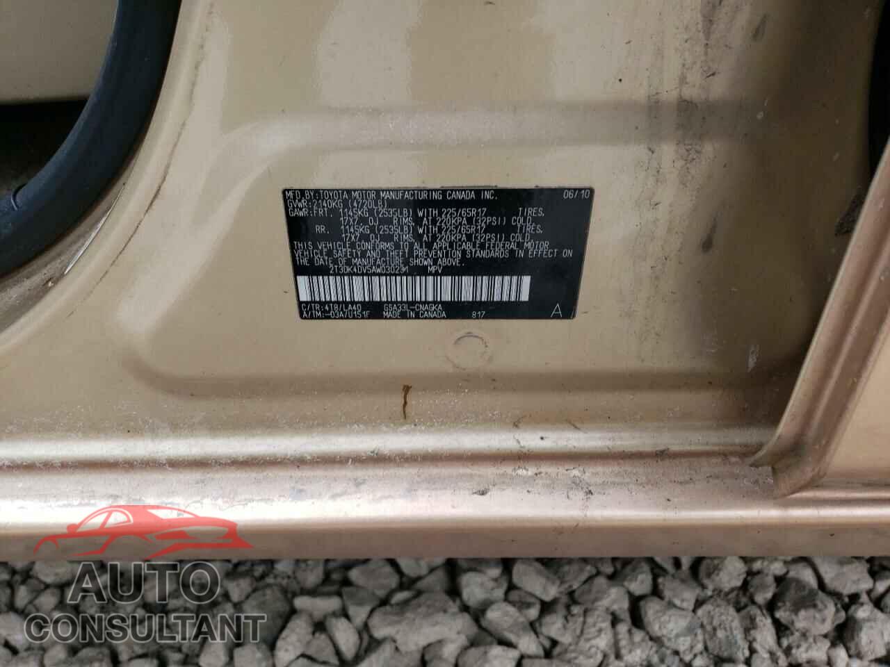 TOYOTA RAV4 2010 - 2T3DK4DV5AW030231