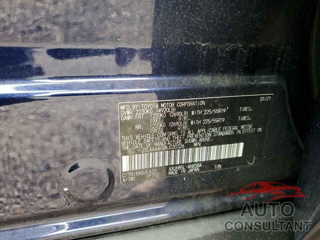 TOYOTA VENZA 2021 - JTEAAAAH3MJ030326