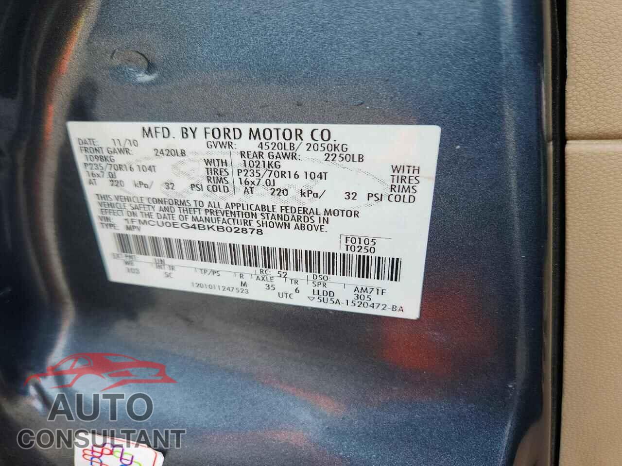 FORD ESCAPE 2011 - 1FMCU0EG4BKB02878