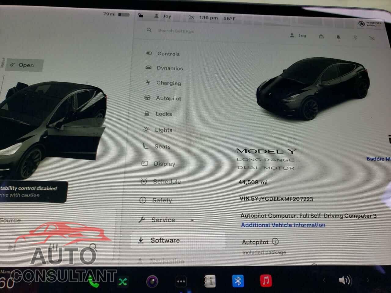 TESLA MODEL Y 2021 - 5YJYGDEEXMF207223