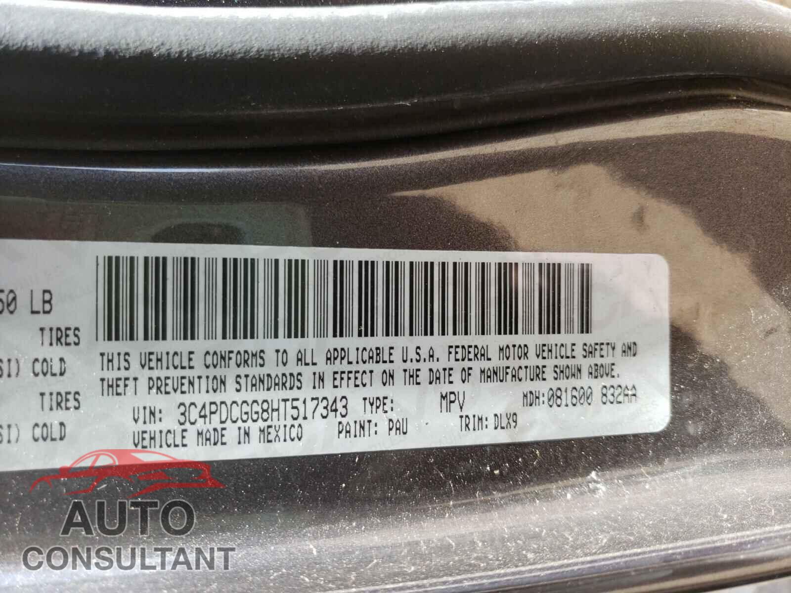 DODGE JOURNEY 2017 - 3C4PDCGG8HT517343